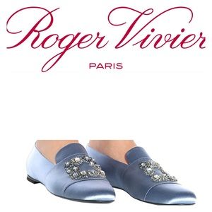 ISO Roger Vivier Flower Strass Satin Loafers
